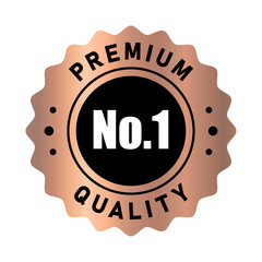 Poster - No 1 premium quality logo stamp with three circle in copper gradient color rounded zig zag style. No.1 quality logo copper color icon vector design for brand label or banner