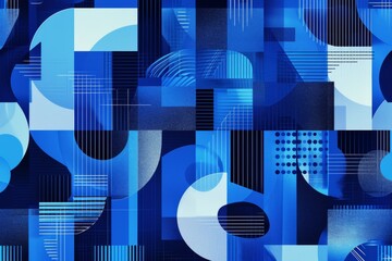 Sticker - Abstract blue geometric background. Dynamic shapes composition.