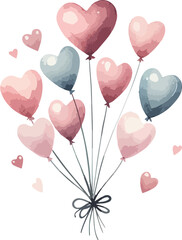 Wall Mural - hearts balloons background