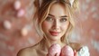 Holidays, spring and party concept. Portrait tender, romantic blond girl