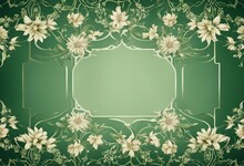 Floral Patterns And Geometric Borders Artwork In Green And Beige Tones (1)