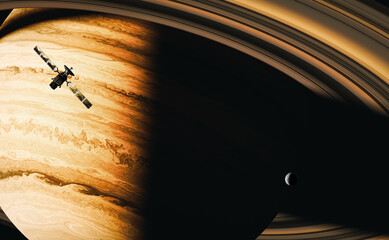 Wall Mural - gas giant planet in deep space, 3d animation