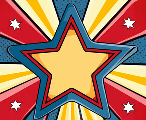 Wall Mural - Retro pop art comic speech bubble with empty yellow star. Vector bright dynamic cartoon illustrations isolated