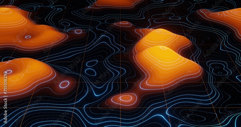 3D Render topographic map background concept. Stock Illustration ...