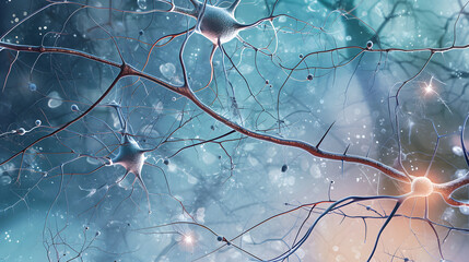 Poster - Neurons on the beatiful backdrop