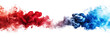 Red and blue smoke isolated on transparent background.