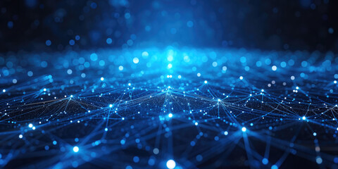An abstract blue cyber neural background with copy space.