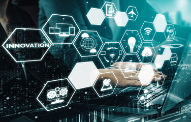 innovation technology for business finance concept. modern graphic interface showing symbol of innov