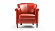 © abdou - A red leather chair with a wooden frame, providing comfort and style to any room decor.