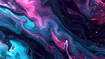 Wall Mural - A fluid background with a mix of bright colors, simulating the appearance of the aurora moving across the night sky