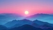 Sunset on the mountain in canvas painting style