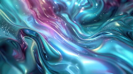 Wall Mural - A fluid background with a mix of bright colors, simulating the appearance of the aurora moving across the night sky