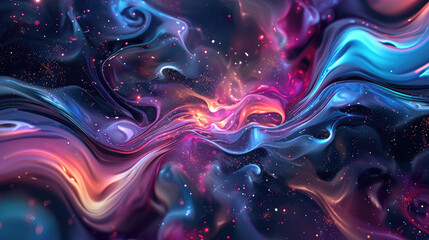 Wall Mural - A fluid background with a cosmic theme featuring a swirling galaxy in outer space colors
