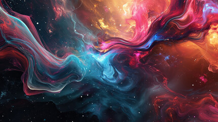 Wall Mural - A fluid background with a cosmic theme featuring a swirling galaxy in outer space colors