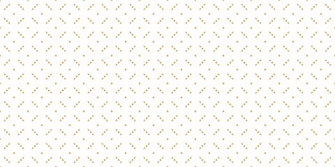 Luxury abstract floral seamless pattern. Vector gold and white minimal background. Subtle minimalist geometric ornament. Delicate golden graphic texture with diamonds, grid, lattice. Elegant design