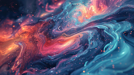 Wall Mural - A fluid background with a cosmic theme featuring a swirling galaxy in outer space colors