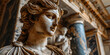Roman or Greek goddess marble statue, erected in the 19th century in Rome hoistoric center.
