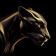 Golden panther on a black background. 3d rendering