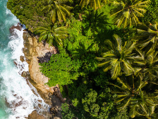 Top view Sea Shore at Phuket Thailand beautiful seacoast and open sea in summer season, Nature environment and Travel background