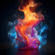 © Resdika - Colorful Liquid and Smoke Floating on Dark Background. Neon Smoke Wallpaper. Scattered Color Spectrum