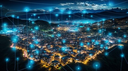 Modern digital city infrastructure and smart community with rapid data network