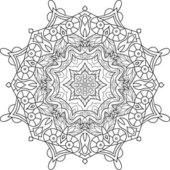 Mandala for coloring book page for kids and adults. Patterned Design Element. Zentangle style