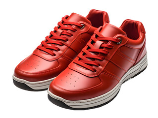 Red Sneakers Isolated on Transparent Background. Fashionable Casual Shoes for Shoe Shop Ad Design