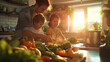 © Creative-Touch - family cooking together in kitchen