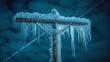 Ice and icicles on powerlines creating a dangerous situation. 