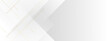 © mukhamad - White and gray banner background, full color, gold line, abstract . Vector background