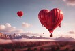 Valentine's heart shaped hot air balloon