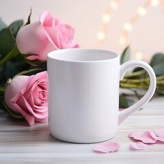 Sticker - cup of coffee with pink rose