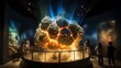 Highlight the breathtaking realism of a 3D-rendered meteor impact exhibit, capturing the dramatic effects of celestial collisions on Earth's geological history.
