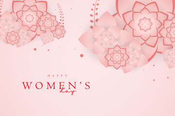 Wall Mural - pink flower for International women's day floral decorations on gradient pink background used in Greeting card on pastel pink color with text