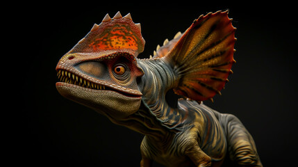 Wall Mural - Dilophosaurus dinosaur on black background