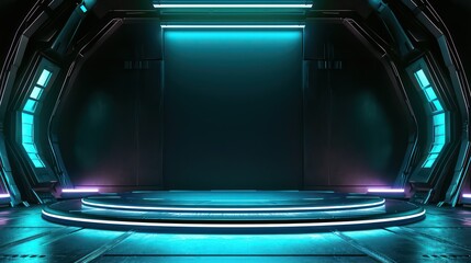 Wall Mural - Futuristic podium for product display