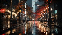 City Lights, Bustling City Street, Hyper-detailed, Cinematic Color, Natural And Artificial Mixed Lighting