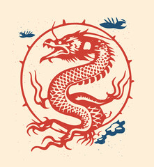 Wall Mural - chinese new year of dragon icon zodiac sign for greeting card asian flyer invitation poster