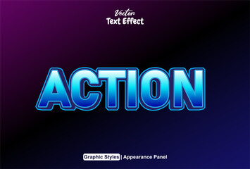 Wall Mural - action text effect with blue graphic style and editable