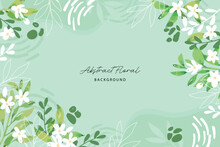 Spring Background With Jasmine Green Leaves Frame Background. Vector Jasmine Flower Banners. Asiatic Jasmine Watercolor Illustration. Hand Drawn Element Design. Artistic Vector Jasmine Design Element.