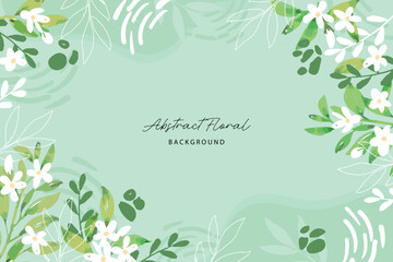 spring background with jasmine green leaves frame background. vector jasmine flower banners. asiatic