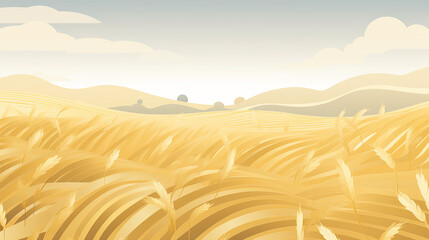 flat illustration of minimalist wheat field golden stalks pattern convey simplicity and growth