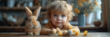 Child Makes Toy Easter Bunny Childrens, Background HD, Illustrations