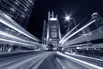 Aufkleber - Traffic in midtown of Hong Kong city at night
