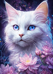  cat with flowers