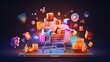 © Gefo - E commerce platforms for online shopping solid background
