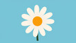 © Aura - illustration of a simple, single daisy, its petals and yellow center reduced to essential forms