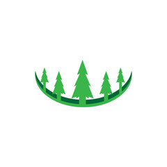 Sticker - pines trees colorful icon logo vector