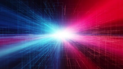 Wall Mural - blue red glowing light with digital lines loop motion background.