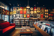 © Henry Saint John - Cozy Record Store with Wall Art.